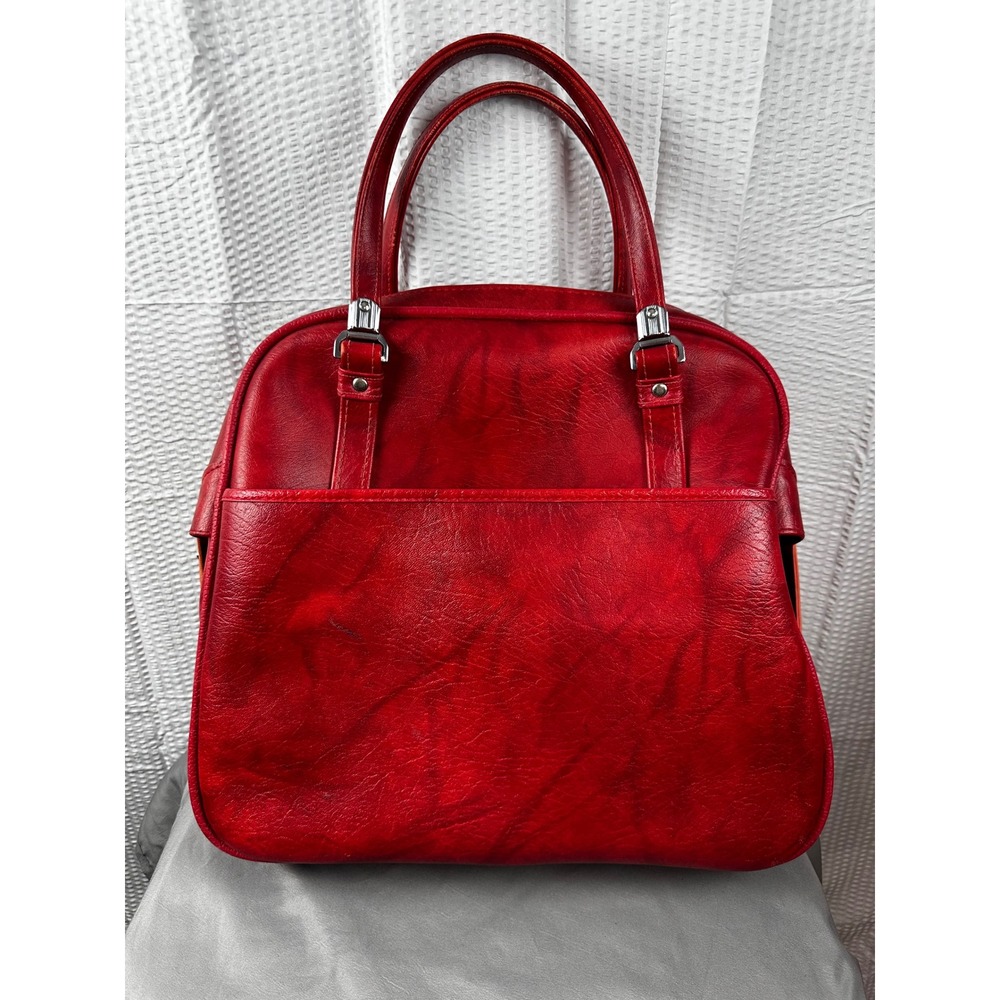 Vintage American Tourister Escort Carry on Luggage‎ Bag Red Faux Leather Nice